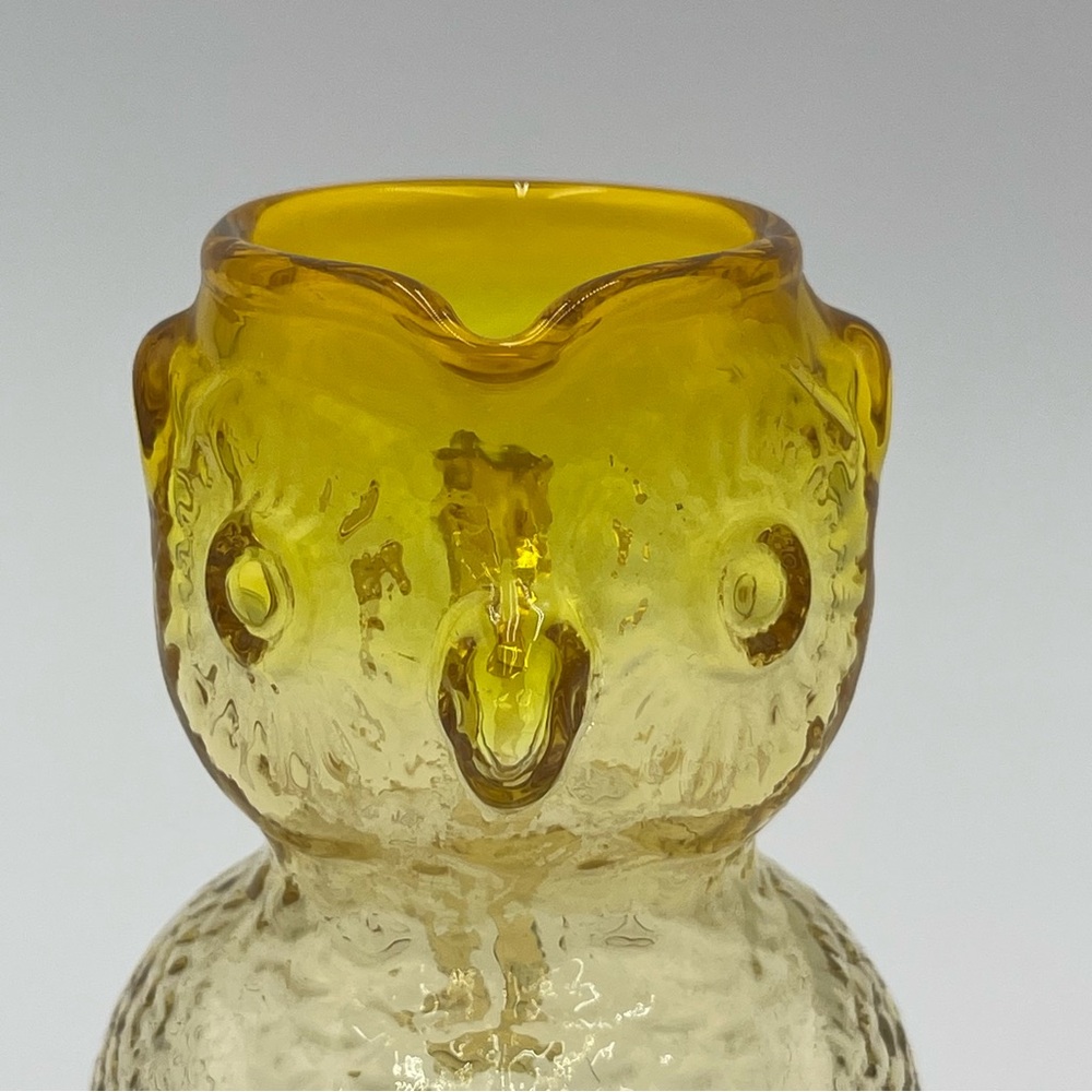 Kanawha Glass Owl Pitcher Creamer Yellow Gold Amber Vintage Mid Century - Picture 5 of 8